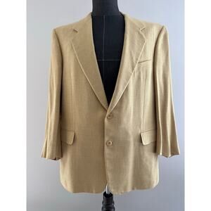 Hickey Freeman Saks Fifth Ave Silk Linen Wool 2 Button Suit Jacket Size 44R SG